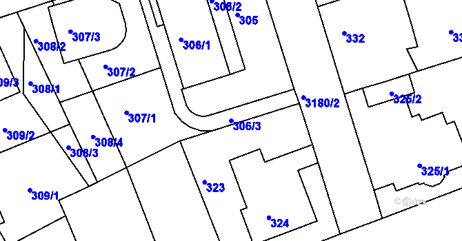 Parcela st. 306/3 v KÚ Planá nad Lužnicí, Katastrální mapa