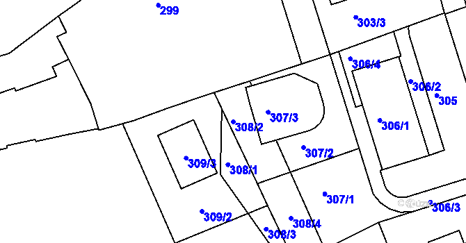 Parcela st. 308/2 v KÚ Planá nad Lužnicí, Katastrální mapa