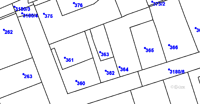 Parcela st. 363 v KÚ Planá nad Lužnicí, Katastrální mapa