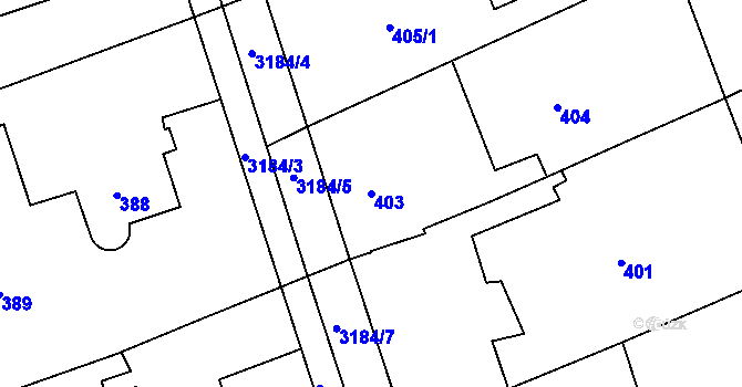 Parcela st. 403 v KÚ Planá nad Lužnicí, Katastrální mapa