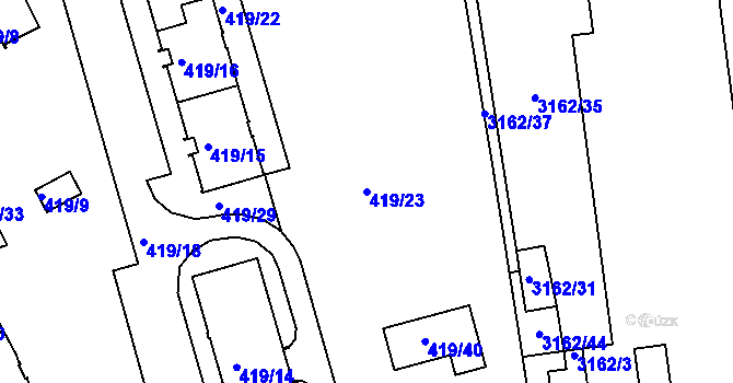 Parcela st. 419/23 v KÚ Planá nad Lužnicí, Katastrální mapa