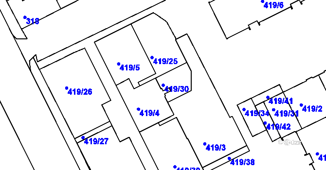 Parcela st. 419/30 v KÚ Planá nad Lužnicí, Katastrální mapa