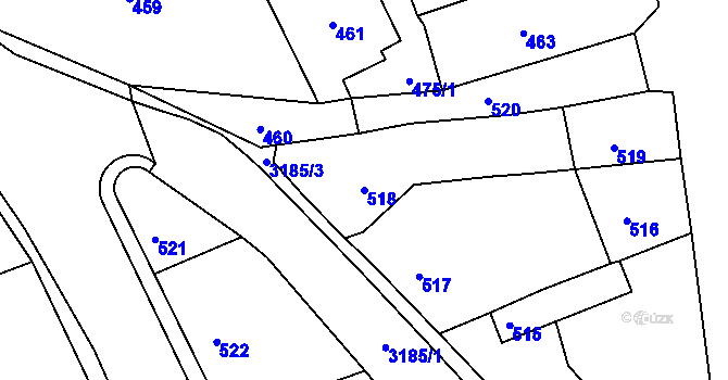 Parcela st. 518 v KÚ Planá nad Lužnicí, Katastrální mapa