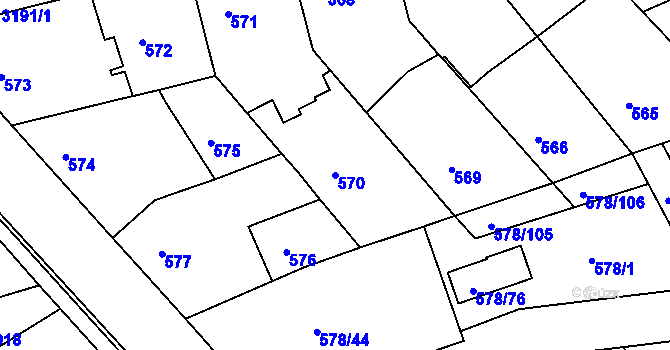 Parcela st. 570 v KÚ Planá nad Lužnicí, Katastrální mapa