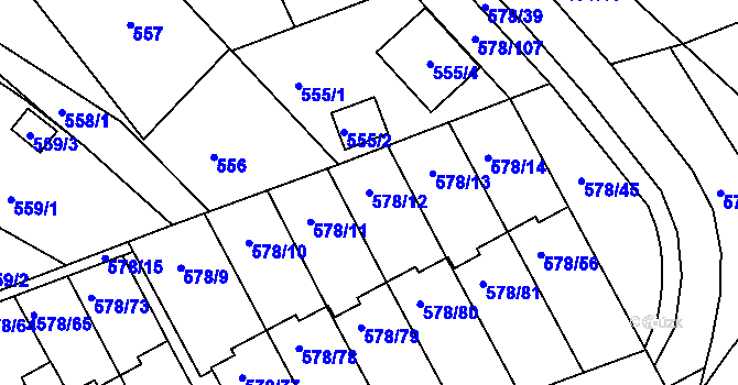 Parcela st. 578/12 v KÚ Planá nad Lužnicí, Katastrální mapa