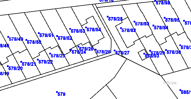 Parcela st. 578/26 v KÚ Planá nad Lužnicí, Katastrální mapa