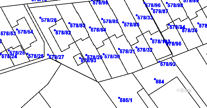 Parcela st. 578/30 v KÚ Planá nad Lužnicí, Katastrální mapa