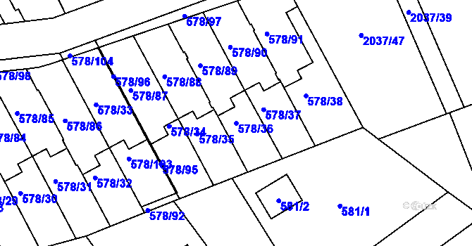 Parcela st. 578/36 v KÚ Planá nad Lužnicí, Katastrální mapa
