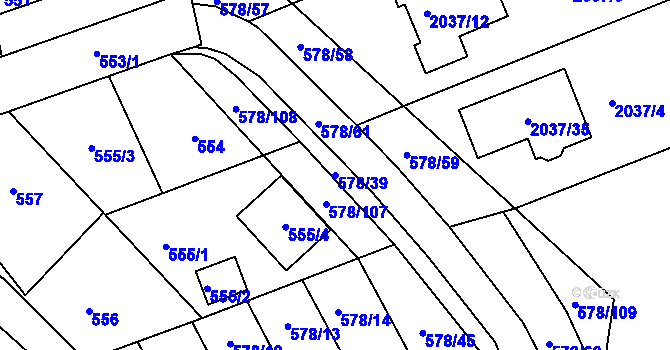 Parcela st. 578/39 v KÚ Planá nad Lužnicí, Katastrální mapa