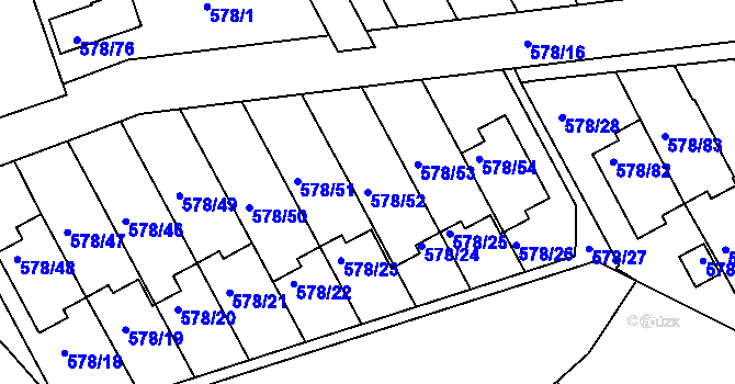 Parcela st. 578/52 v KÚ Planá nad Lužnicí, Katastrální mapa