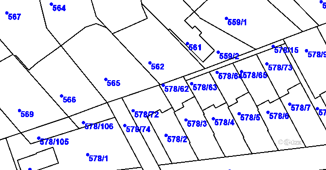 Parcela st. 578/62 v KÚ Planá nad Lužnicí, Katastrální mapa