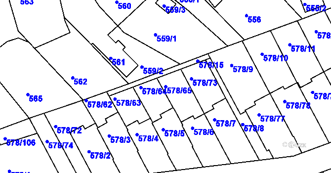 Parcela st. 578/65 v KÚ Planá nad Lužnicí, Katastrální mapa