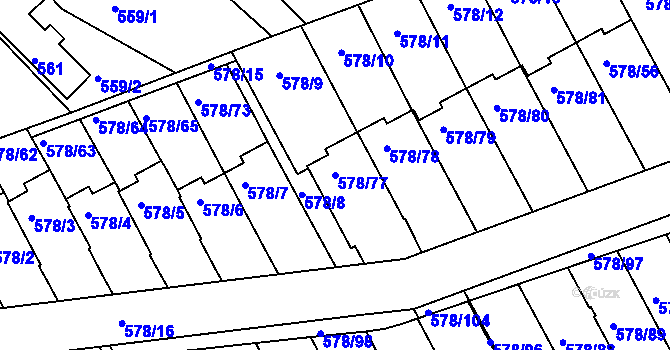 Parcela st. 578/77 v KÚ Planá nad Lužnicí, Katastrální mapa