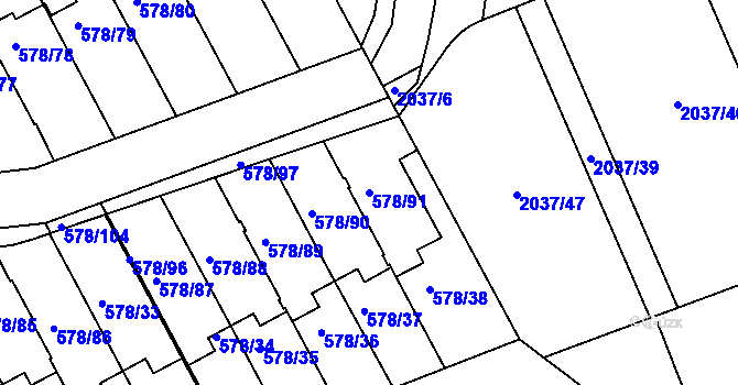 Parcela st. 578/91 v KÚ Planá nad Lužnicí, Katastrální mapa