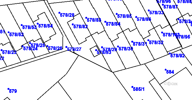 Parcela st. 578/93 v KÚ Planá nad Lužnicí, Katastrální mapa