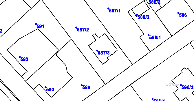 Parcela st. 587/3 v KÚ Planá nad Lužnicí, Katastrální mapa