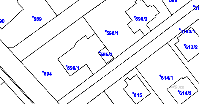 Parcela st. 595/2 v KÚ Planá nad Lužnicí, Katastrální mapa