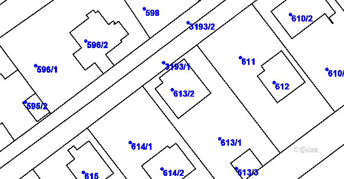 Parcela st. 613/2 v KÚ Planá nad Lužnicí, Katastrální mapa