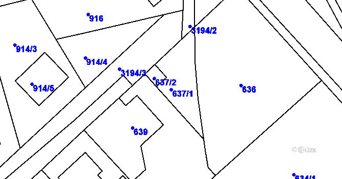 Parcela st. 637/1 v KÚ Planá nad Lužnicí, Katastrální mapa