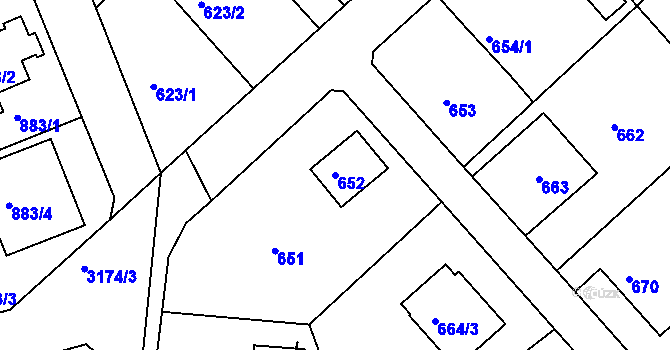 Parcela st. 652 v KÚ Planá nad Lužnicí, Katastrální mapa