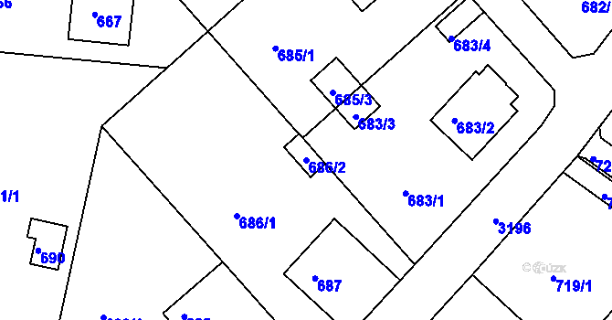 Parcela st. 686/2 v KÚ Planá nad Lužnicí, Katastrální mapa