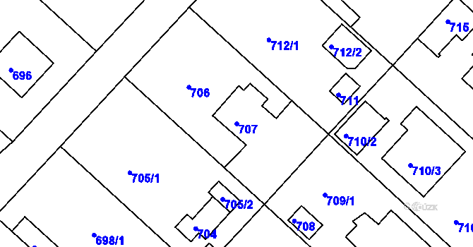 Parcela st. 707 v KÚ Planá nad Lužnicí, Katastrální mapa