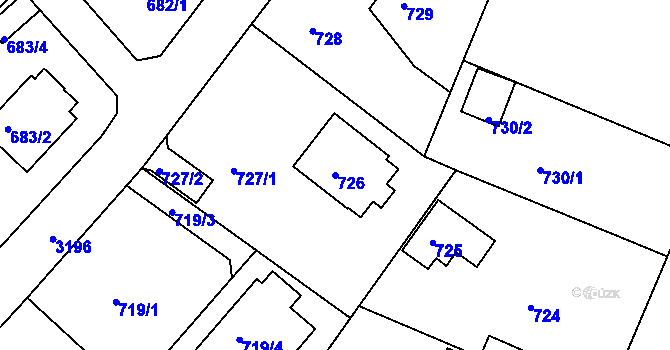 Parcela st. 726 v KÚ Planá nad Lužnicí, Katastrální mapa