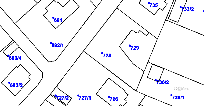 Parcela st. 728 v KÚ Planá nad Lužnicí, Katastrální mapa