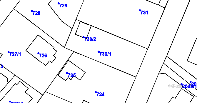 Parcela st. 730/1 v KÚ Planá nad Lužnicí, Katastrální mapa