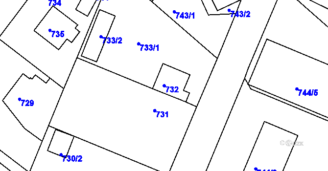Parcela st. 732 v KÚ Planá nad Lužnicí, Katastrální mapa