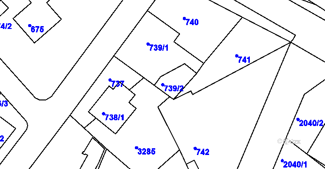 Parcela st. 739/2 v KÚ Planá nad Lužnicí, Katastrální mapa