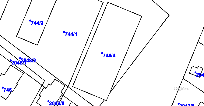 Parcela st. 744/4 v KÚ Planá nad Lužnicí, Katastrální mapa