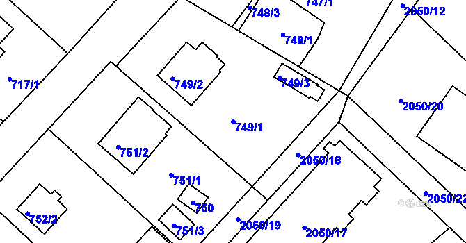 Parcela st. 749/1 v KÚ Planá nad Lužnicí, Katastrální mapa