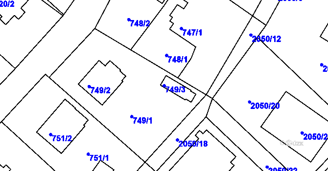 Parcela st. 749/3 v KÚ Planá nad Lužnicí, Katastrální mapa