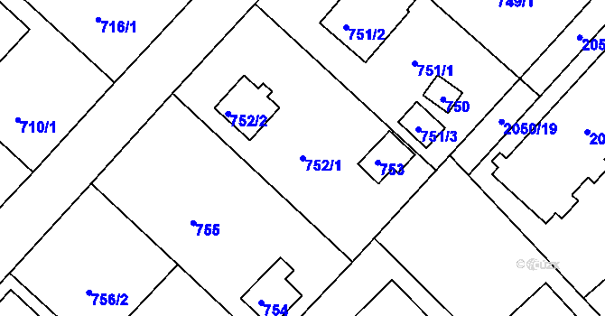 Parcela st. 752/1 v KÚ Planá nad Lužnicí, Katastrální mapa