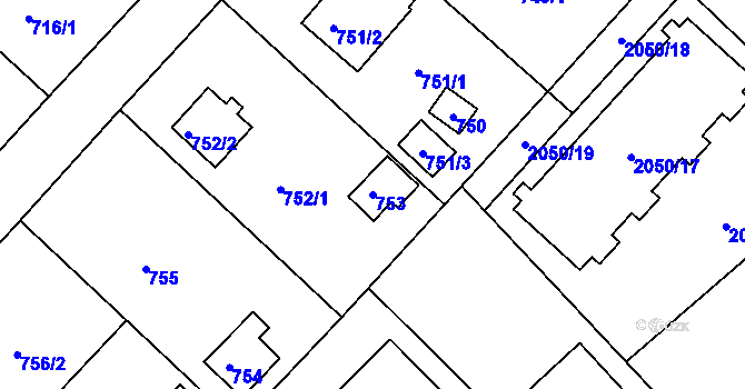 Parcela st. 753 v KÚ Planá nad Lužnicí, Katastrální mapa