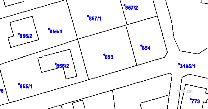 Parcela st. 853 v KÚ Planá nad Lužnicí, Katastrální mapa