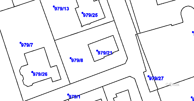 Parcela st. 979/21 v KÚ Planá nad Lužnicí, Katastrální mapa