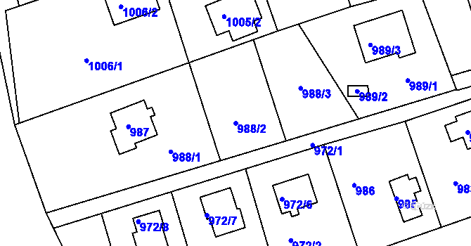 Parcela st. 988/2 v KÚ Planá nad Lužnicí, Katastrální mapa