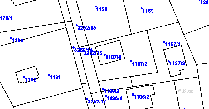 Parcela st. 1187/4 v KÚ Planá nad Lužnicí, Katastrální mapa