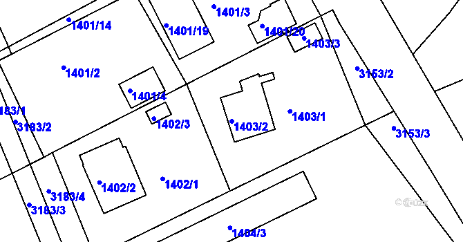 Parcela st. 1403/2 v KÚ Planá nad Lužnicí, Katastrální mapa