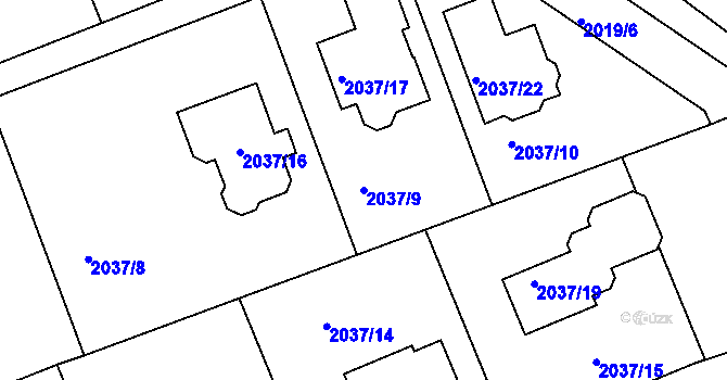 Parcela st. 2037/9 v KÚ Planá nad Lužnicí, Katastrální mapa