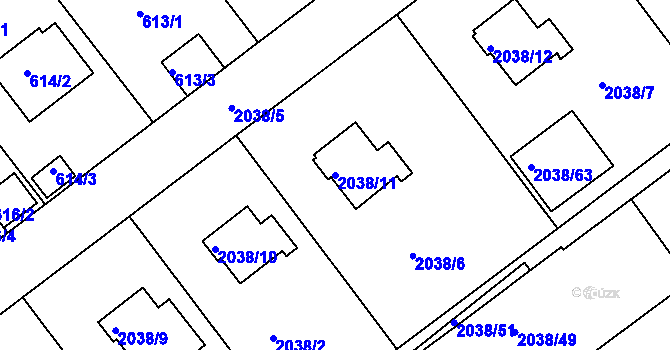 Parcela st. 2038/11 v KÚ Planá nad Lužnicí, Katastrální mapa