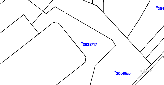 Parcela st. 2038/17 v KÚ Planá nad Lužnicí, Katastrální mapa