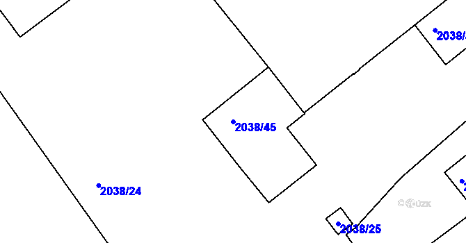 Parcela st. 2038/45 v KÚ Planá nad Lužnicí, Katastrální mapa