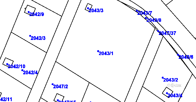 Parcela st. 2043/1 v KÚ Planá nad Lužnicí, Katastrální mapa