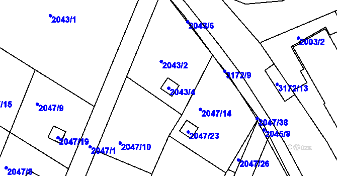 Parcela st. 2043/4 v KÚ Planá nad Lužnicí, Katastrální mapa