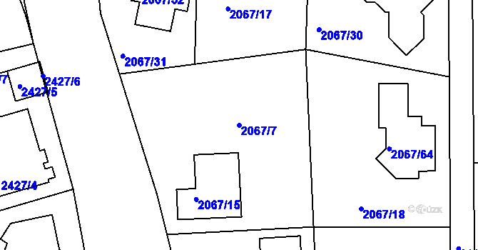 Parcela st. 2067/7 v KÚ Planá nad Lužnicí, Katastrální mapa