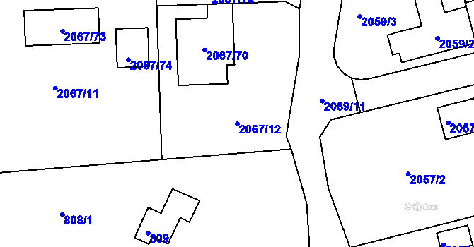 Parcela st. 2067/12 v KÚ Planá nad Lužnicí, Katastrální mapa