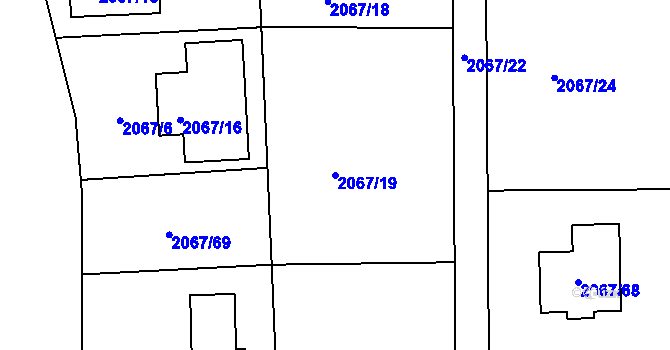 Parcela st. 2067/19 v KÚ Planá nad Lužnicí, Katastrální mapa